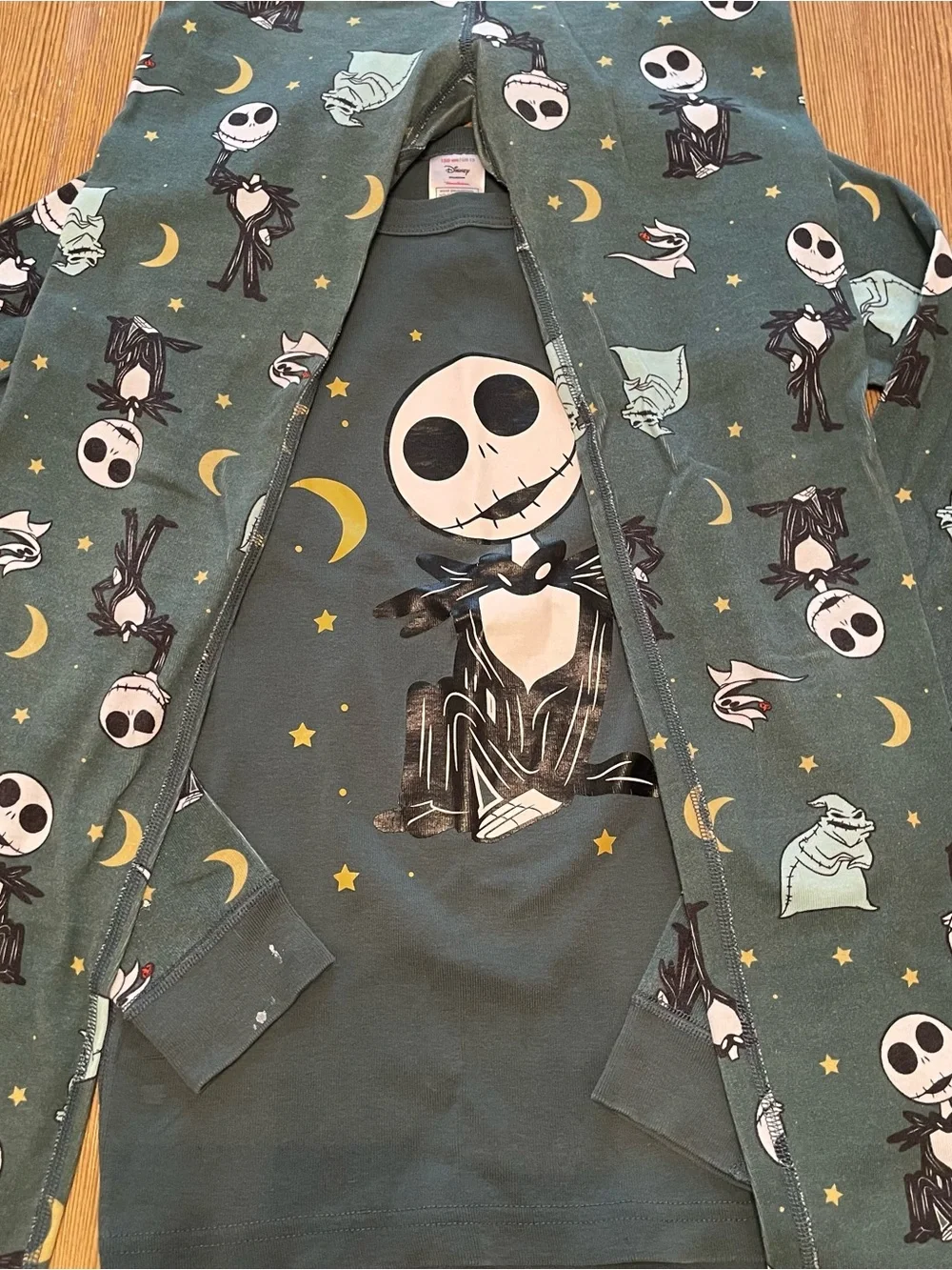 Hanna Andersson Long Sleeve Pajamas- Dark Teal Jack Skellington Print